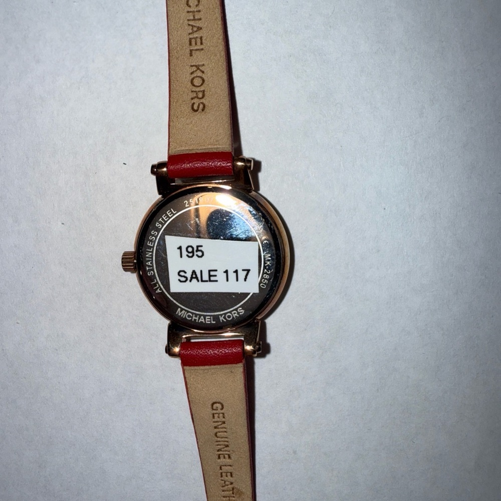 Michael Kors MK2850 Sofie Red Leather Women's Watch NEEDS NEW BATTERY. No Box. - Picture 2 of 5
